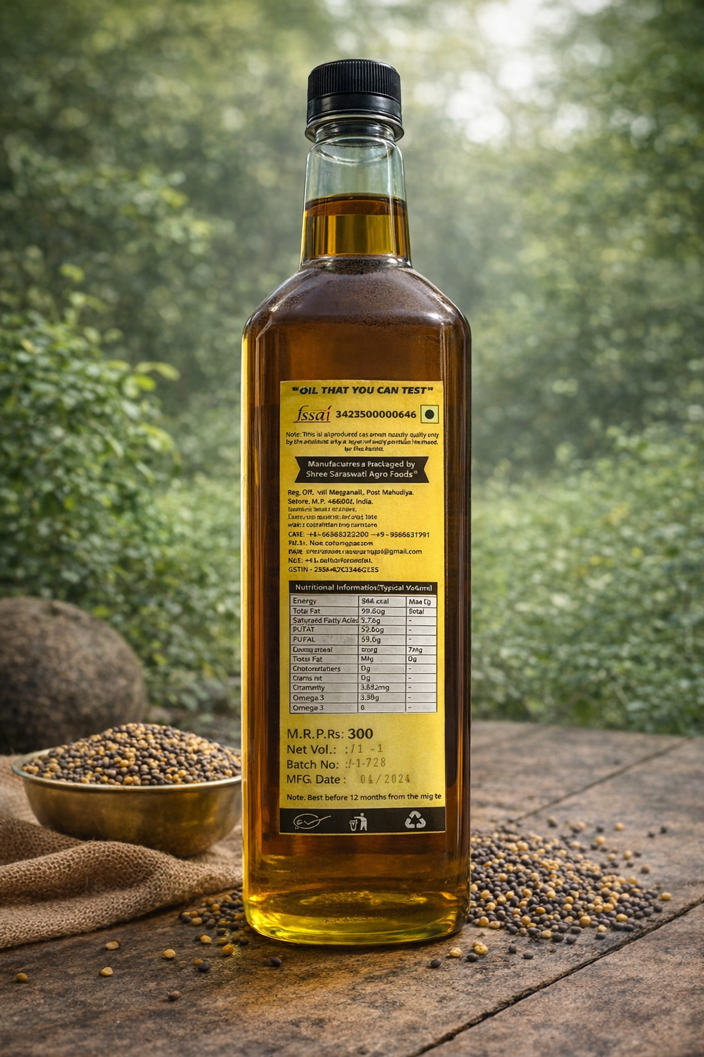 Unrefined  Kachchi Ghani Mustard Oil (15L)